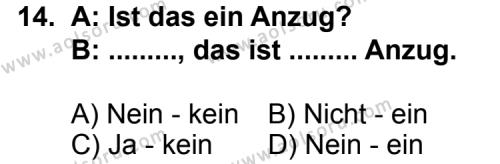 Almanca 7 Dersi 2012-2013 Yılı 1. Dönem Sınavı 14. Soru