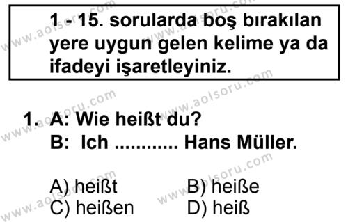 Almanca 7 Dersi 2012 - 2013 Yılı 2. Dönem Sınav Soruları 1. Soru