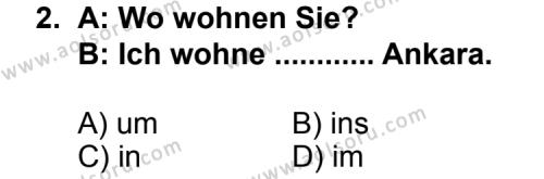 Almanca 7 Dersi 2012 - 2013 Yılı 2. Dönem Sınav Soruları 2. Soru
