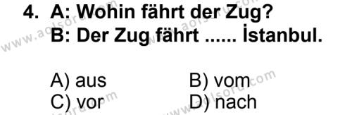 Almanca 7 Dersi 2012 - 2013 Yılı 2. Dönem Sınav Soruları 4. Soru