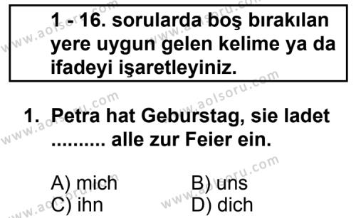 Almanca 7 Dersi 2012 - 2013 Yılı Ek Sınav Soruları 1. Soru
