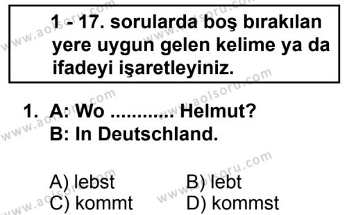 Almanca 7 Dersi 2013 - 2014 Yılı 2. Dönem Sınav Soruları 1. Soru