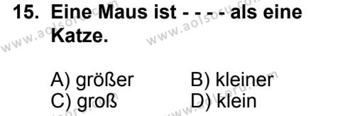 Almanca 7 Dersi 2014-2015 Yılı 3. Dönem Sınavı 15. Soru