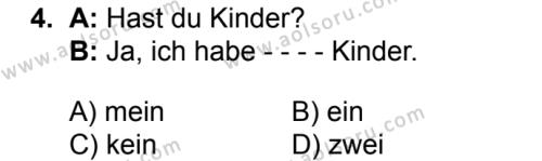 Almanca 7 Dersi 2017 - 2018 Yılı 2. Dönem Sınav Soruları 4. Soru