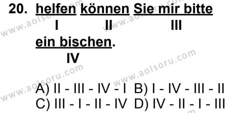 Almanca 8 Dersi 2011-2012 Yılı 1. Dönem Sınavı 20. Soru