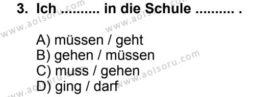 Almanca 8 Dersi 2011-2012 Yılı 2. Dönem Sınavı 3. Soru