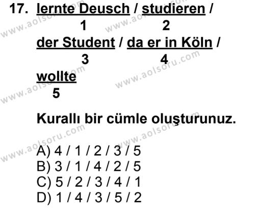 Almanca 8 Dersi 2011-2012 Yılı 2. Dönem Sınavı 17. Soru