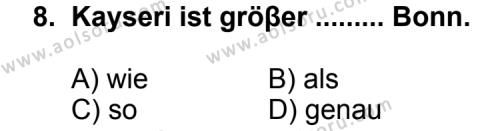 Almanca 8 Dersi 2011-2012 Yılı 3. Dönem Sınavı 8. Soru