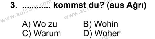 Almanca 8 Dersi 2011 - 2012 Yılı Ek Sınav Soruları 3. Soru