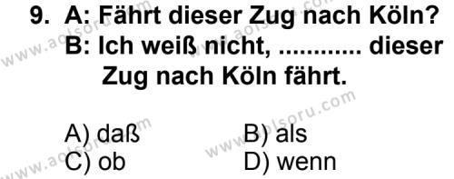 Almanca 8 Dersi 2012-2013 Yılı 2. Dönem Sınavı 9. Soru