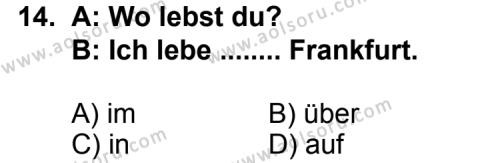 Almanca 8 Dersi 2012-2013 Yılı 3. Dönem Sınavı 14. Soru