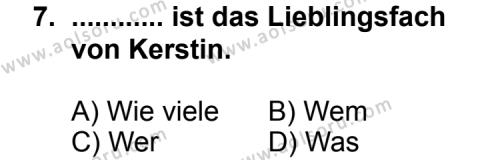 Almanca 8 Dersi 2013-2014 Yılı 1. Dönem Sınavı 7. Soru