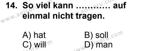 Almanca 8 Dersi 2013-2014 Yılı 1. Dönem Sınavı 14. Soru