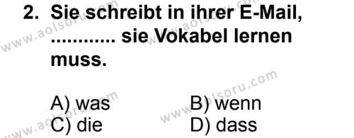 Almanca 8 Dersi 2013 - 2014 Yılı 2. Dönem Sınav Soruları 2. Soru