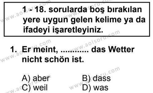 Almanca 8 Dersi 2013 - 2014 Yılı 3. Dönem Sınav Soruları 1. Soru