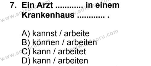 Almanca 8 Dersi 2013-2014 Yılı 3. Dönem Sınavı 7. Soru