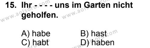 Almanca 8 Dersi 2015-2016 Yılı 3. Dönem Sınavı 15. Soru