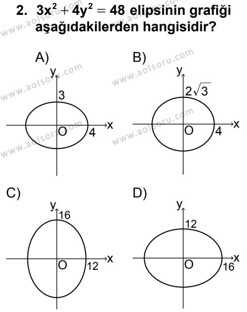 Analitik Geometri 2 Dersi 2012 - 2013 Yılı Ek Sınav Soruları 2. Soru