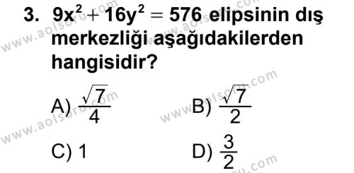 Analitik Geometri 2 Dersi 2012 - 2013 Yılı Ek Sınav Soruları 3. Soru