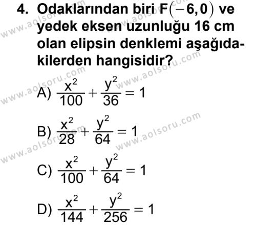 Analitik Geometri 2 Dersi 2012 - 2013 Yılı Ek Sınav Soruları 4. Soru