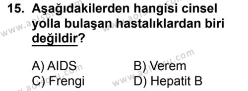 Biyoloji 3 Dersi 2016-2017 Yılı 1. Dönem Sınavı 15. Soru