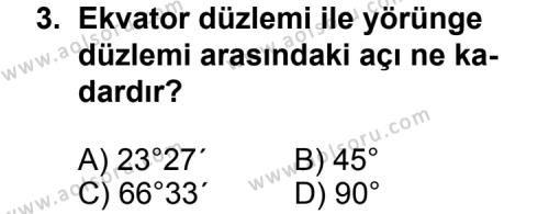 Coğrafya 1 Dersi 2012 - 2013 Yılı 1. Dönem Sınav Soruları 3. Soru