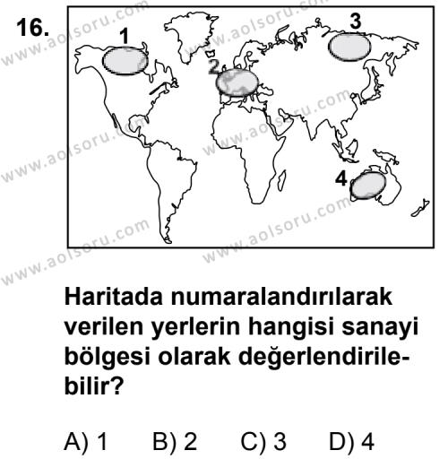 Coğrafya 1 Dersi 2012-2013 Yılı 2. Dönem Sınavı 16. Soru