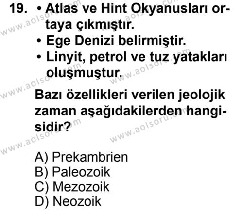 Coğrafya 1 Dersi 2012-2013 Yılı 3. Dönem Sınavı 19. Soru