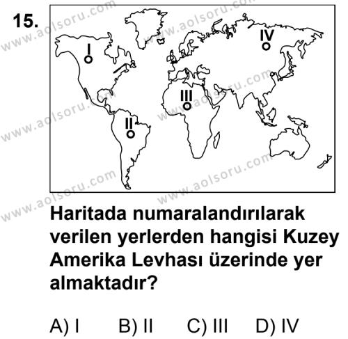 Coğrafya 1 Dersi 2013-2014 Yılı 2. Dönem Sınavı 15. Soru