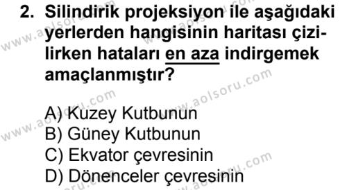 Coğrafya 1 Dersi 2016 - 2017 Yılı 2. Dönem Sınav Soruları 2. Soru