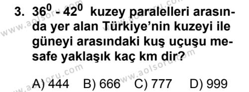 Coğrafya 1 Dersi 2016 - 2017 Yılı 2. Dönem Sınav Soruları 3. Soru