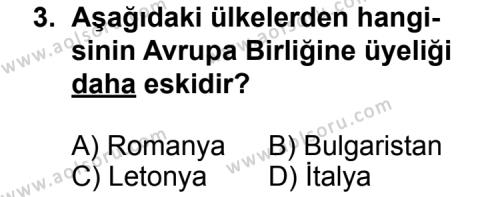 Coğrafya 2 Dersi 2012-2013 Yılı 1. Dönem Sınavı 3. Soru