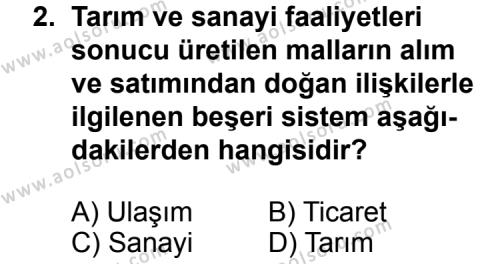 Coğrafya 2 Dersi 2012 - 2013 Yılı 2. Dönem Sınav Soruları 2. Soru