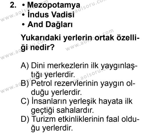 Coğrafya 2 Dersi 2012 - 2013 Yılı 3. Dönem Sınav Soruları 2. Soru