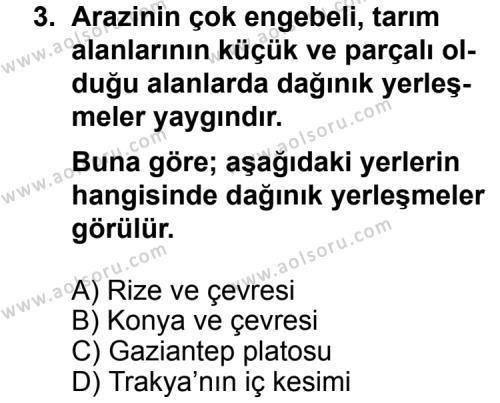 Coğrafya 2 Dersi 2012-2013 Yılı 3. Dönem Sınavı 3. Soru