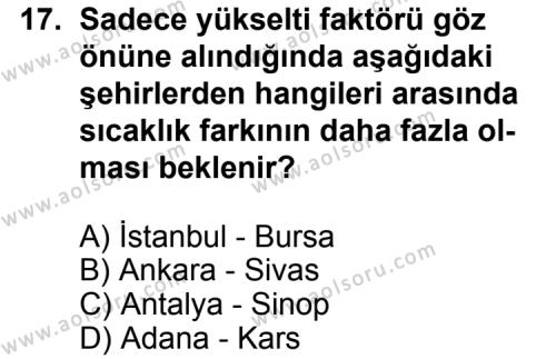 Coğrafya 2 Dersi 2013-2014 Yılı 2. Dönem Sınavı 17. Soru