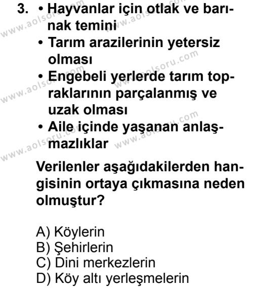 Coğrafya 2 Dersi 2013 - 2014 Yılı 3. Dönem Sınav Soruları 3. Soru