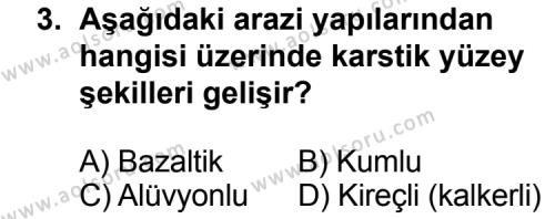 Coğrafya 3 Dersi 2012 - 2013 Yılı 1. Dönem Sınav Soruları 3. Soru