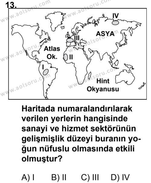 Coğrafya 3 Dersi 2012-2013 Yılı 1. Dönem Sınavı 13. Soru