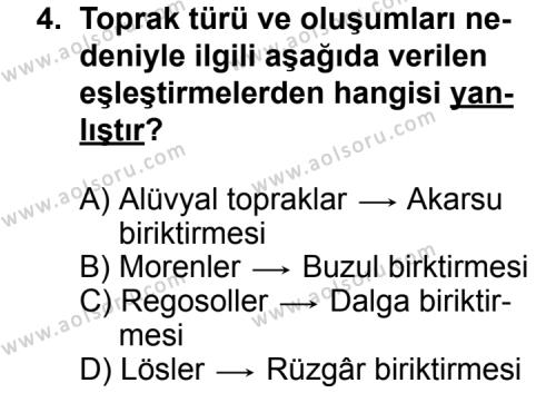 Coğrafya 3 Dersi 2012-2013 Yılı 2. Dönem Sınavı 4. Soru