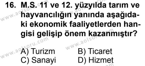 Coğrafya 3 Dersi 2012-2013 Yılı 2. Dönem Sınavı 16. Soru