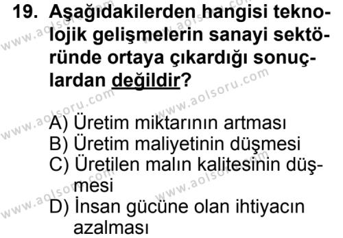Coğrafya 3 Dersi 2012-2013 Yılı 3. Dönem Sınavı 19. Soru