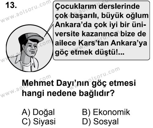 Coğrafya 3 Dersi 2013-2014 Yılı 1. Dönem Sınavı 13. Soru
