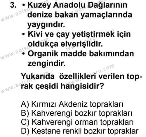 Coğrafya 4 Dersi 2011-2012 Yılı 2. Dönem Sınavı 3. Soru