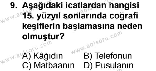 Coğrafya 4 Dersi 2012-2013 Yılı 1. Dönem Sınavı 9. Soru