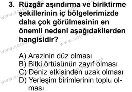 Coğrafya 4 Dersi 2012-2013 Yılı 3. Dönem Sınavı 3. Soru
