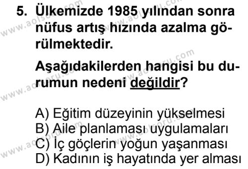 Coğrafya 4 Dersi 2013-2014 Yılı 2. Dönem Sınavı 5. Soru