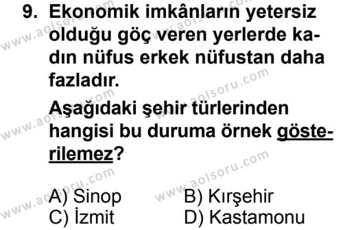 Coğrafya 4 Dersi 2013-2014 Yılı 2. Dönem Sınavı 9. Soru