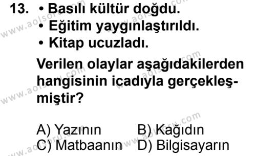 Coğrafya 4 Dersi 2013-2014 Yılı 2. Dönem Sınavı 13. Soru