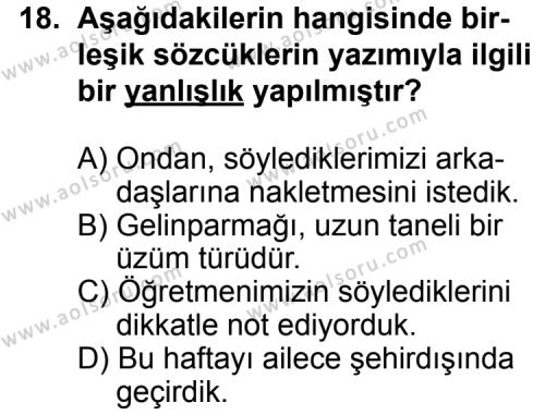 Dil ve Anlatım 1 Dersi 2011-2012 Yılı 1. Dönem Sınavı 18. Soru